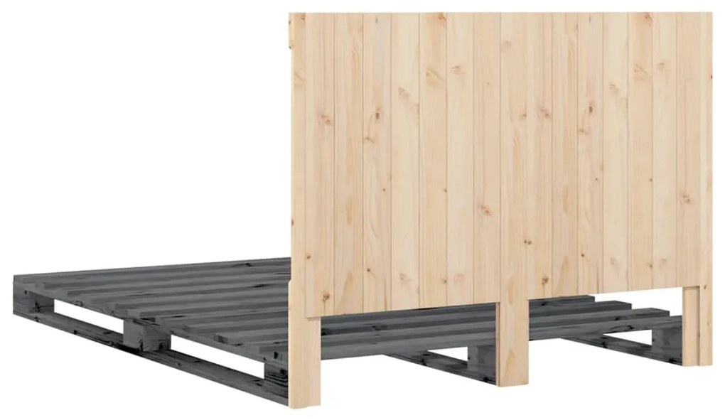 Estrutura de cama com cabeceira 140x200 cm pinho maciço cinza