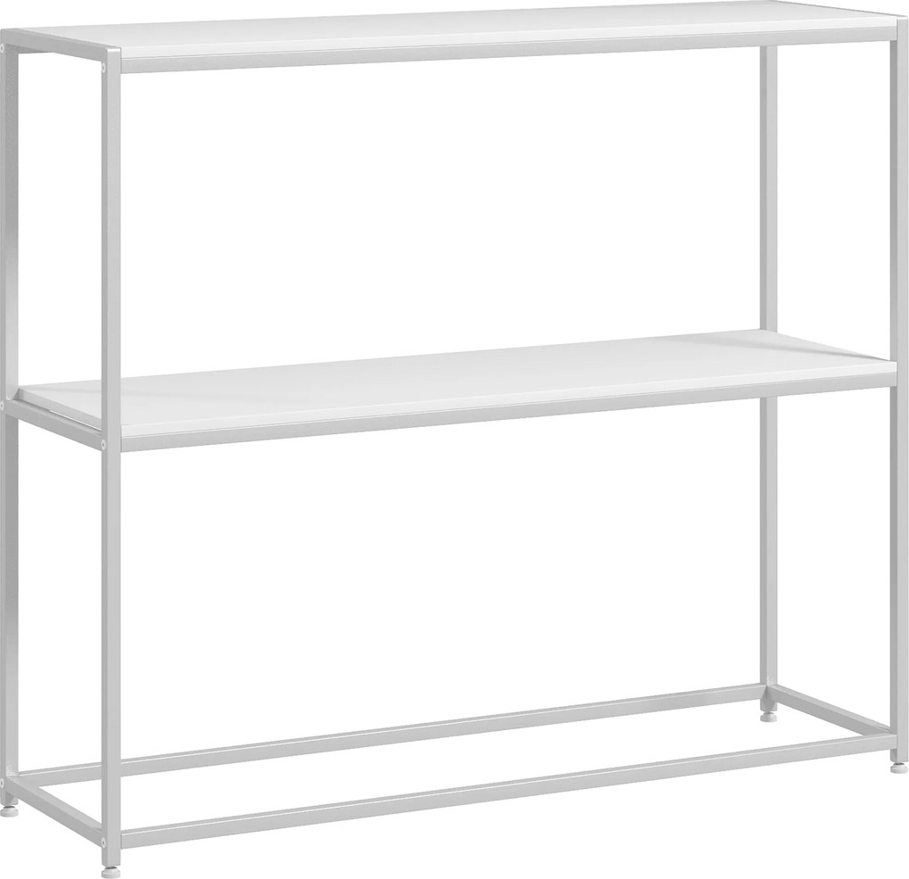 HOMCOM Mesa Consola de Entrada Mesa de Entrada com Estante Aberto e Estrutura de Aço Anti-tombo para Sala 100x30x87 cm Branco | Aosom Portugal