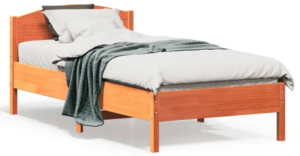 Cama sem colchão 90x190 cm madeira de pinho maciça castanho-mel