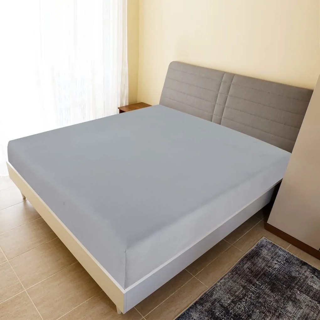 Lençóis ajustáveis 2 pcs 160x200 cm algodão jersey cinza