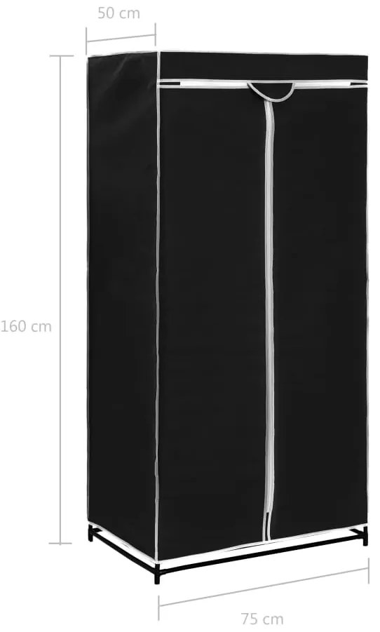 Roupeiros 2 pcs 75x50x160 cm preto