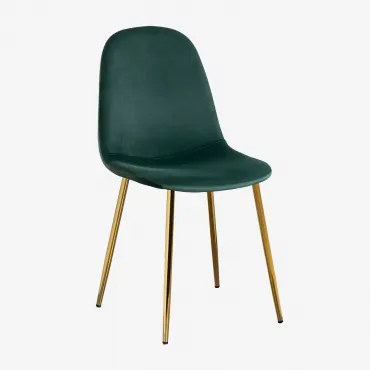 Pack De 4 Cadeiras De Jantar Glamm Dourado & Velluto Verde Selva & Veludo - Sklum