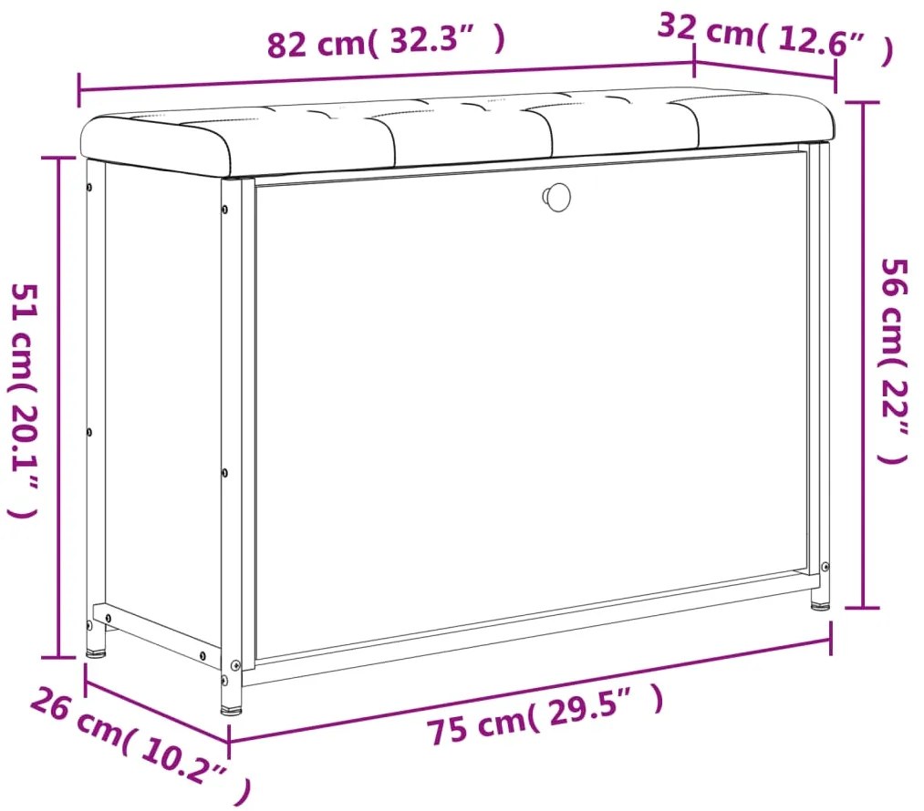 Banco sapateira com gaveta articulada 82x32x56 cm preto