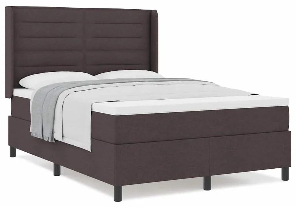 Cama box com colchão Castanho 140x190 cm em tecido.
