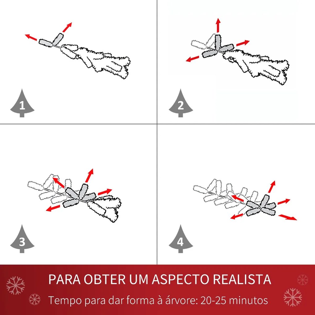 Árvore de Natal Artificial Ø90x180cm com 1111 Ramos de PVC e 59 Pinhas Base Dobrável e Suporte de Aço Decoração de Natal para Interiores Verde