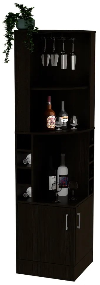Armário de bar de canto syrah, 180.6CM A X 46.9CM An X 46.9CM P, Preto