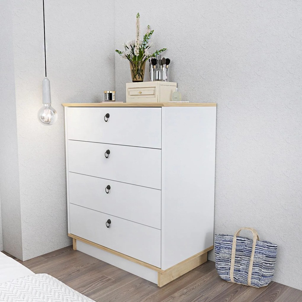 Cômoda Sahra – Branco Carvalho – 72x83,1x42 cm