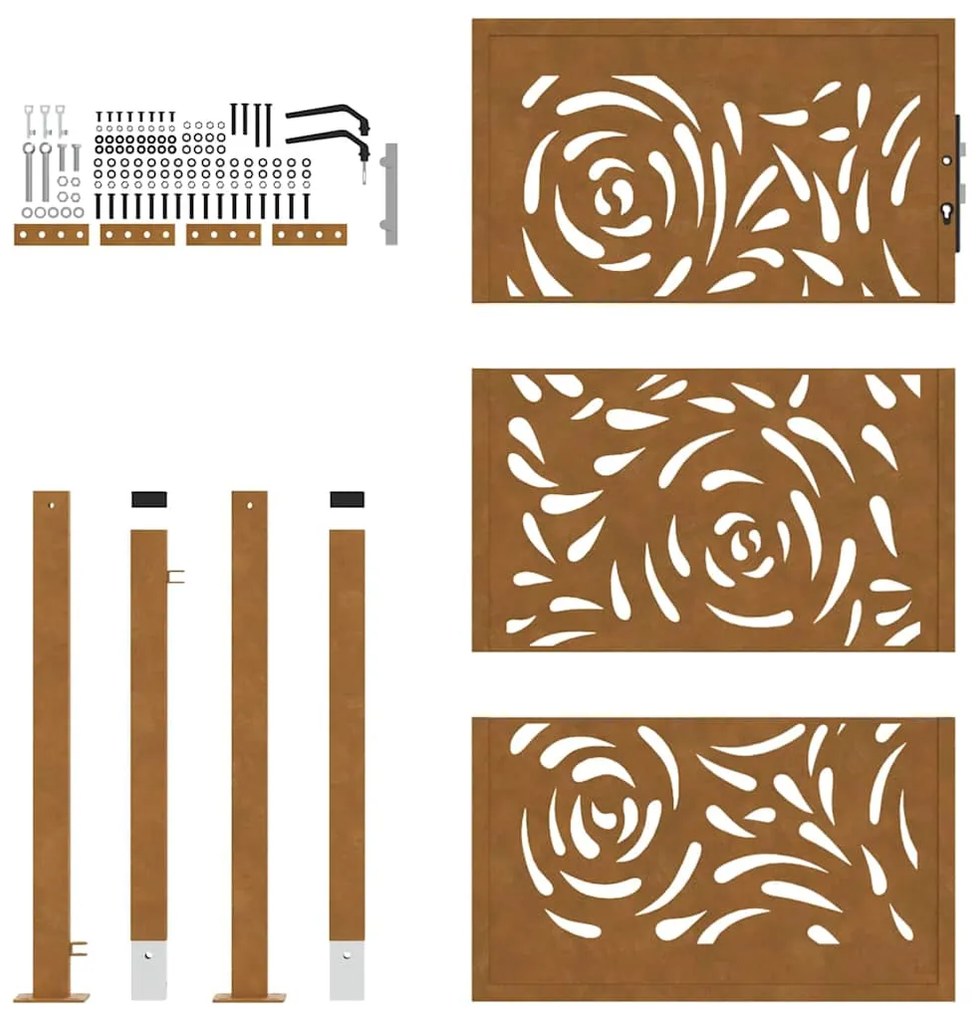Portão de jardim 105x155 cm design de chama de aço resistente