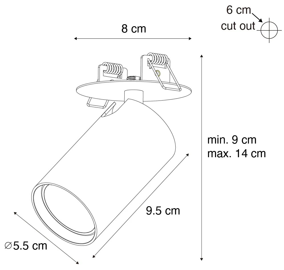 Foco embutido moderno bronze escuro GU10 50mm - Chels