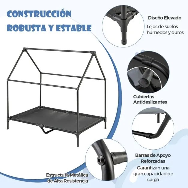 Casota 110 CM para cães de raça pequena com janelas ventiladas Cobertura amovível para interior/exterior Cinzento e Preto