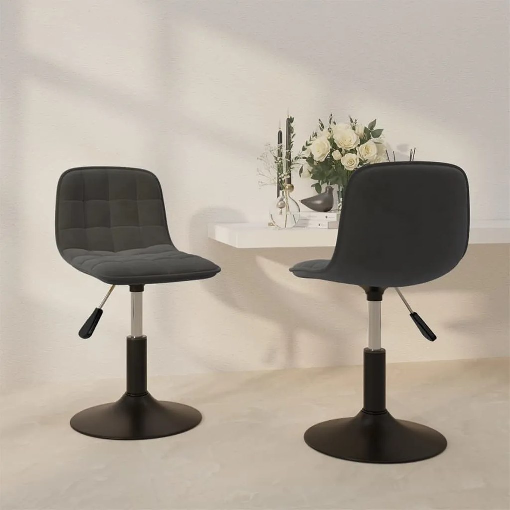 vidaXL Cadeiras de jantar giratórias 2 pcs veludo cinzento-escuro