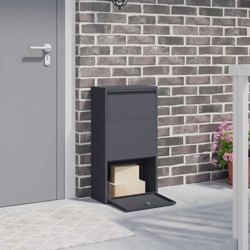 vidaXL Caixa de Correio para Pacotes Antracite 44x22x82 cm Aço