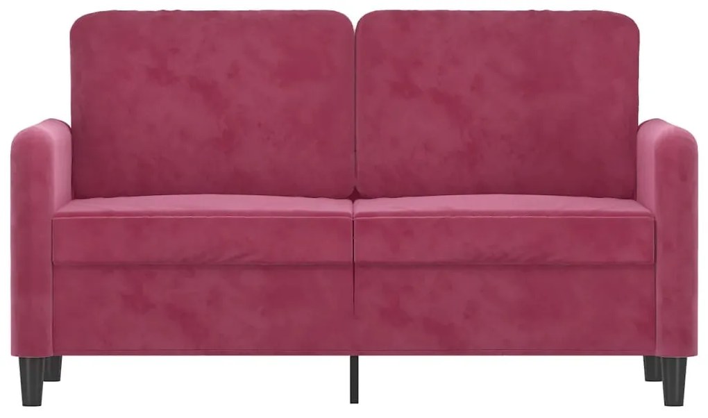 Sofá de 2 lugares veludo 120 cm vermelho tinto