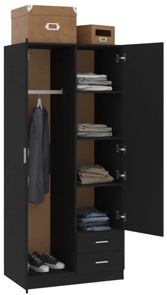 Roupeiro 80x52x180 cm derivados de madeira preto