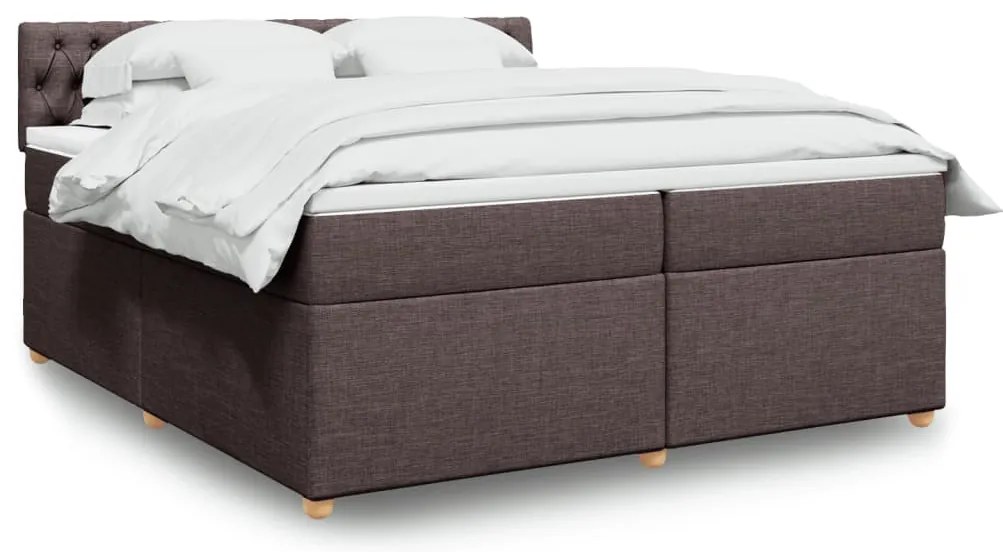 vidaXL Cama com molas/colchão 200x200 cm tecido castanho-escuro
