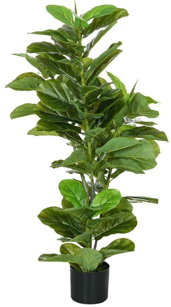 HOMCOM Planta Artificial Ficus 110 cm Planta Artificial com 90 Folhas Musgo e Vaso Planta Artificial Decorativa para Interior e Exterior Verde