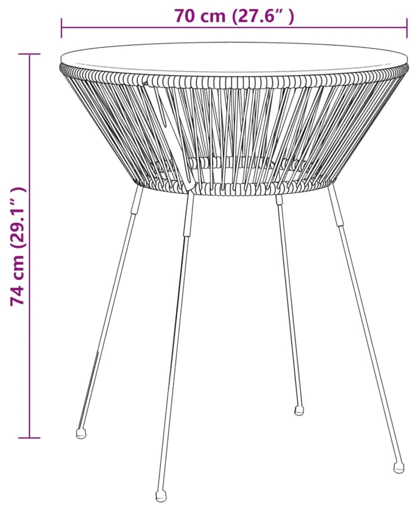 3 pcs conjunto de jantar para jardim preto