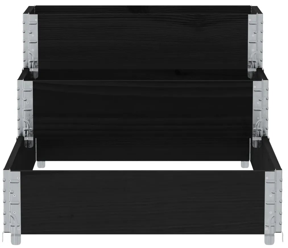 Canteiro elevado de 3 níveis 120x80 cm pinho maciço preto