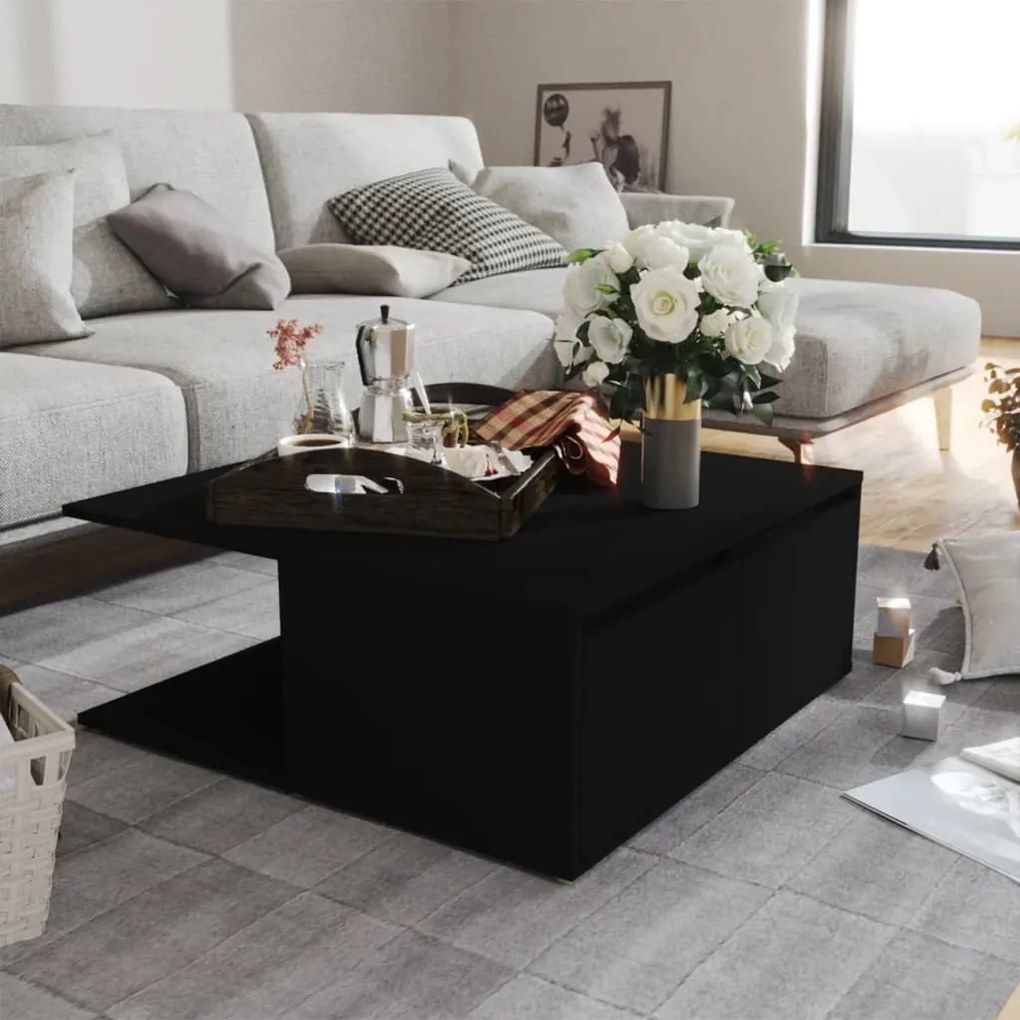 vidaXL Mesa de centro 80x80x31 cm derivados de madeira preto