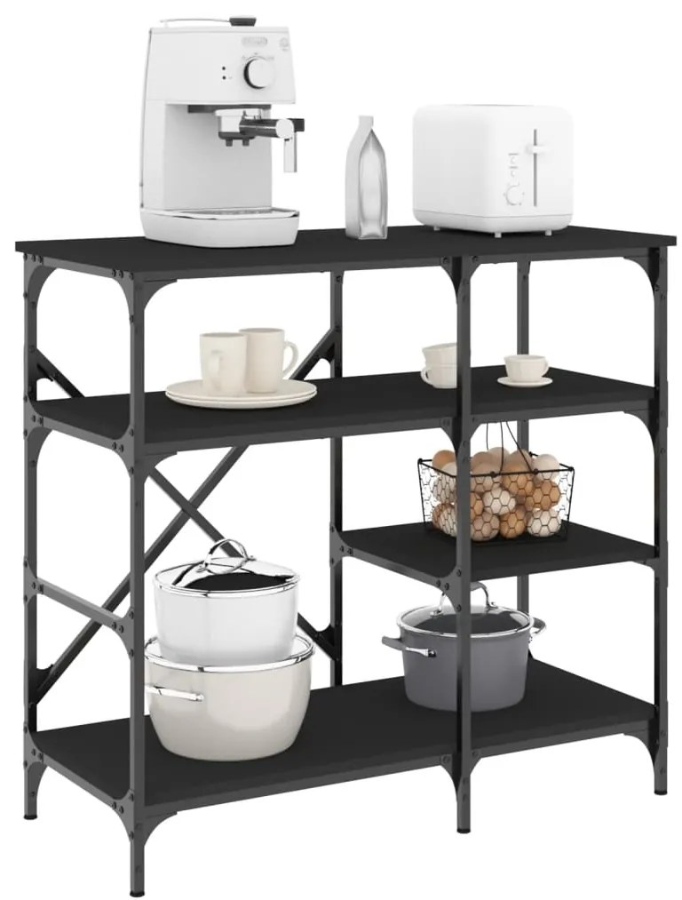 Estante 90x40x84 cm derivados de madeira e metal preto