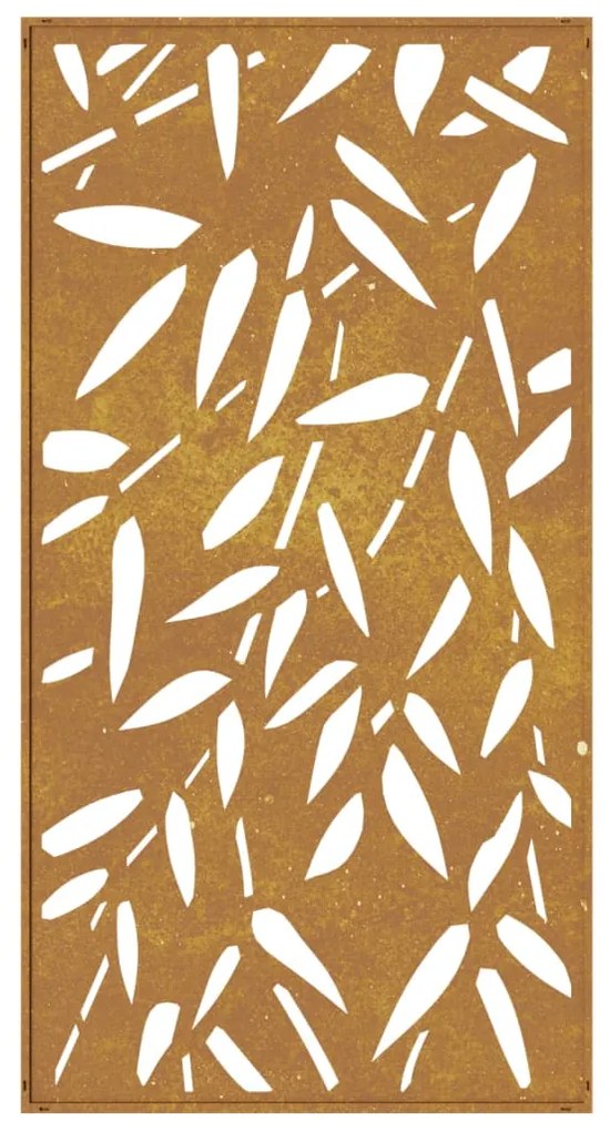 Decoração p/muro jardim 105x55cm aço corten design folhas bambu