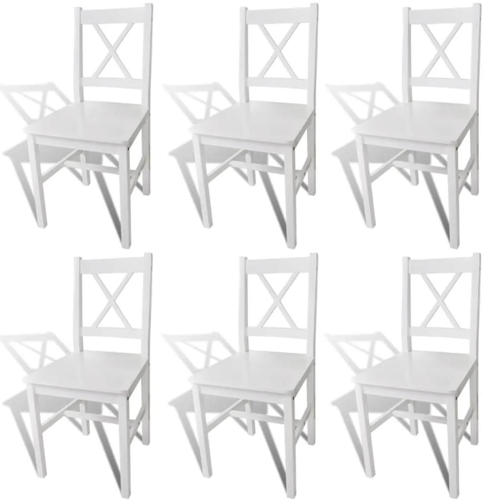 271496 vidaXL Cadeiras de jantar 6 pcs madeira de pinho branco