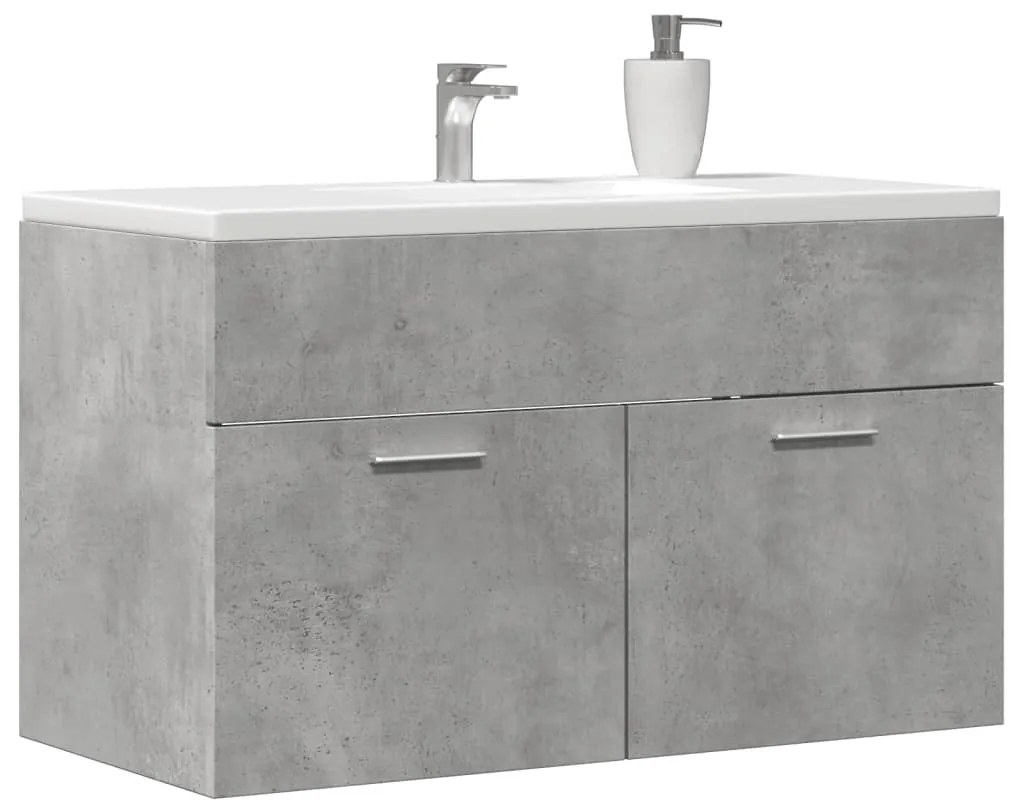 vidaXL Móvel p/ lavatório 90x38,5x46 cm deriv. madeira cinza cimento