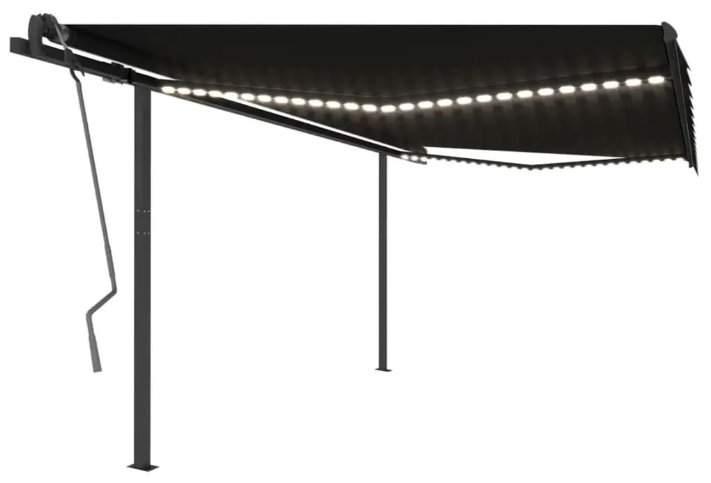 vidaXL Toldo automático com LED e sensor de vento 4x3,5 m antracite