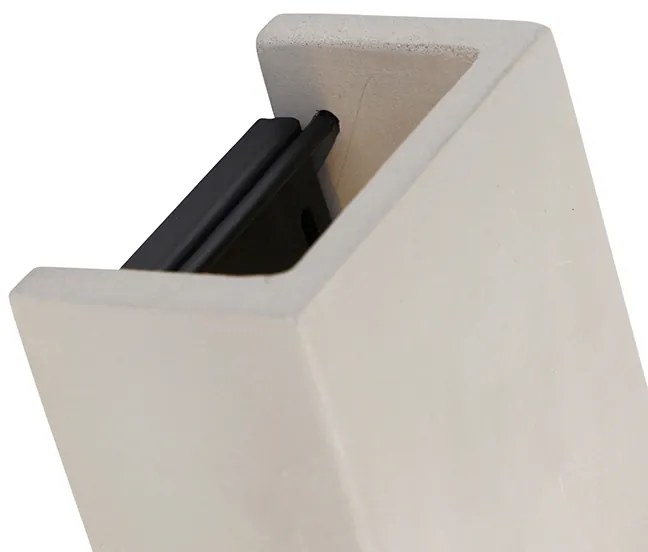 Candeeiro de parede industrial cinzento em betão retangular - Meaux