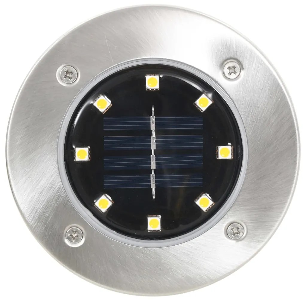 Iluminação LED solar de solo 8 pcs branco quente