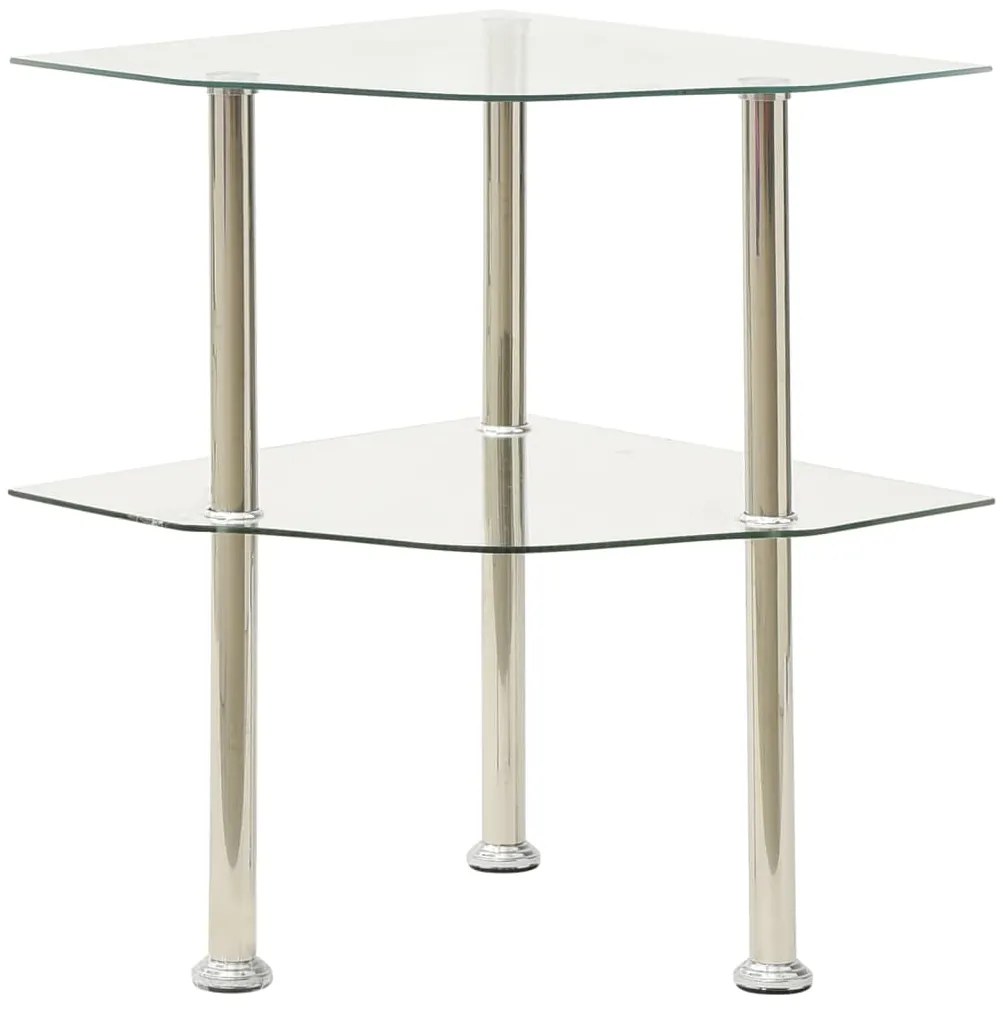 vidaXL Mesa apoio duas prateleiras 38x38x50cm vidro temp. transparente