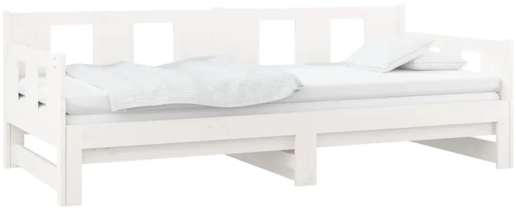 Estrutura sofá-cama de puxar 2x(90x200) cm pinho maciço branco