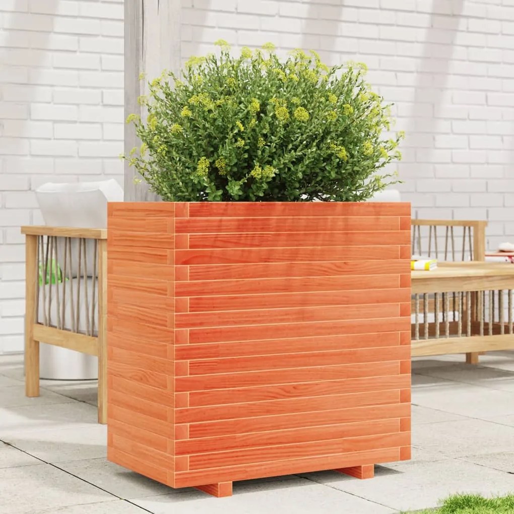 Vaso/floreira de jardim 70x40x72,5 cm pinho maciço castanho mel