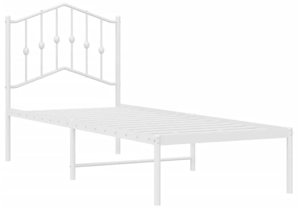 Estrutura de cama com cabeceira 75x190 cm metal branco