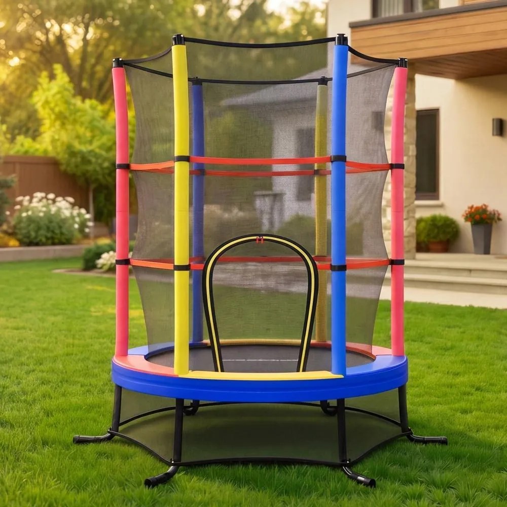 Trampolim infantil, trampolim de jardim de 174 cm com rede de segurança Multicolorido