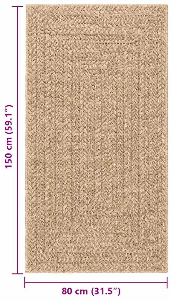 Tapete ZIZUR 80x150 cm aspeto de juta interior e exterior