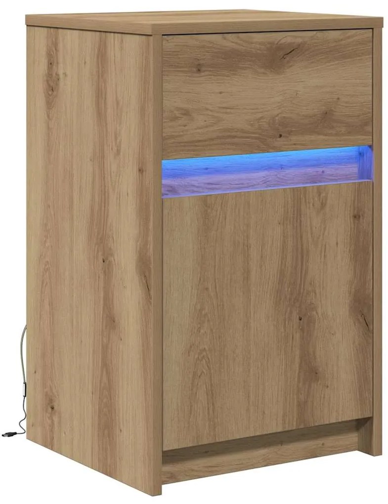 Criado-mudo LED carvalho artisiano 38 x 34 x 61 cm Aglomerado