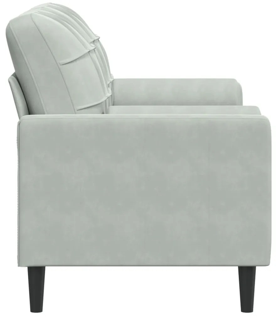 Sofá 2 lugares + almofadas decorativas 140cm veludo cinza-claro