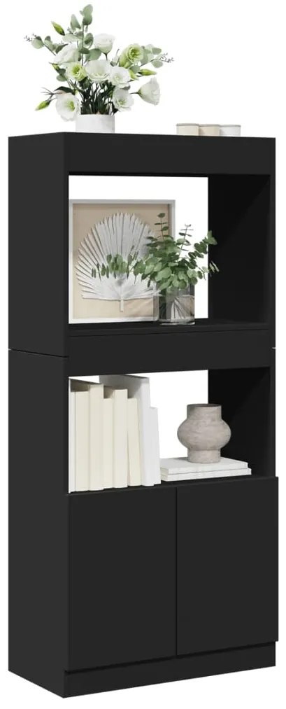 vidaXL Armário alto 63x33x140 cm derivados de madeira preto