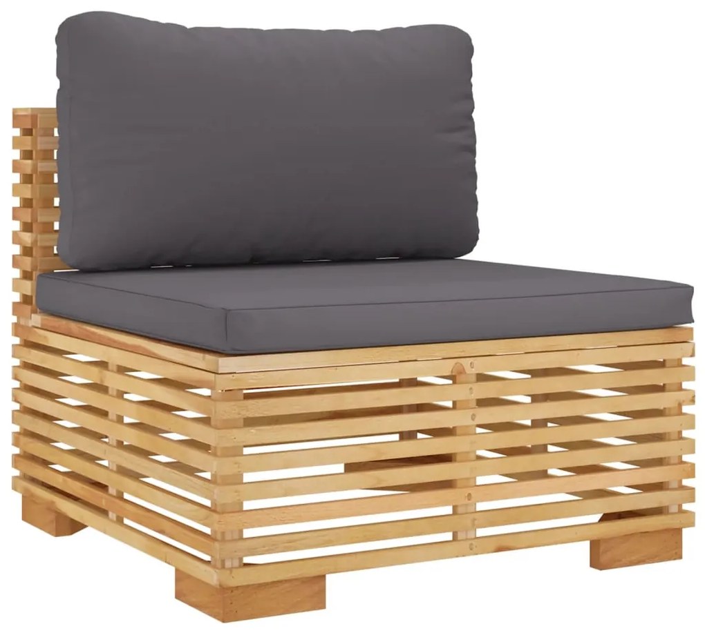 3 pcs conjunto lounge jardim c/ almofadões madeira teca maciça