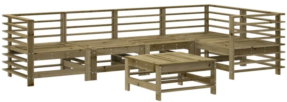 6 pcs conjunto lounge de jardim c/ almofadões pinho impregnado