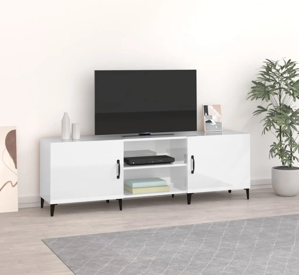 Móvel de TV 150x30x50 cm derivados de madeira branco brilhante