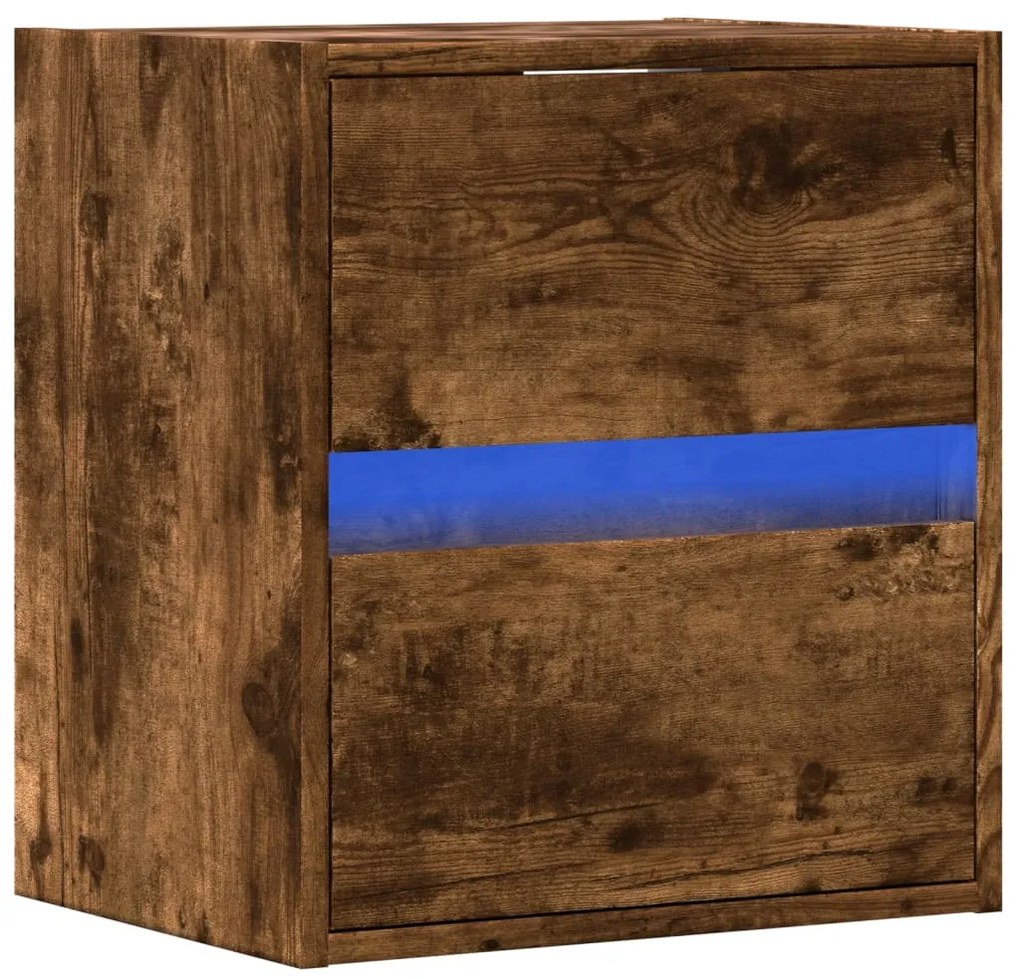 Móvel de parede p/ TV c/ luzes LED 41x31x45 cm carvalho fumado