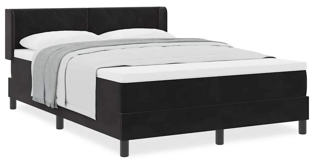 Cama Box Spring com Colchão vidaXL Preto 140x190 cm Veludo