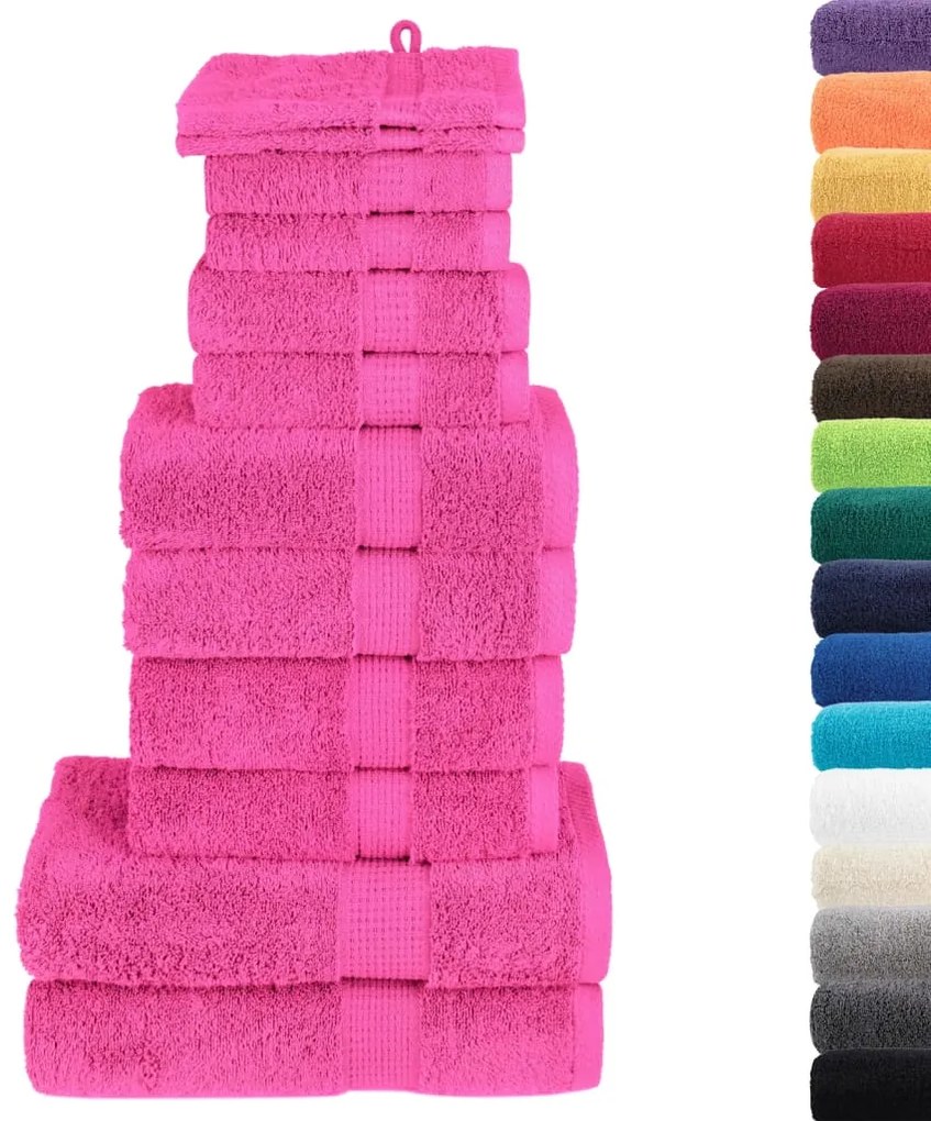 12pcs Conjunto toalhas banho premium SOLUND 600 gsm rosa