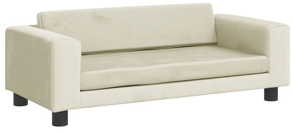 Sofá infantil com apoio de pés 100x50x30 cm veludo cor creme