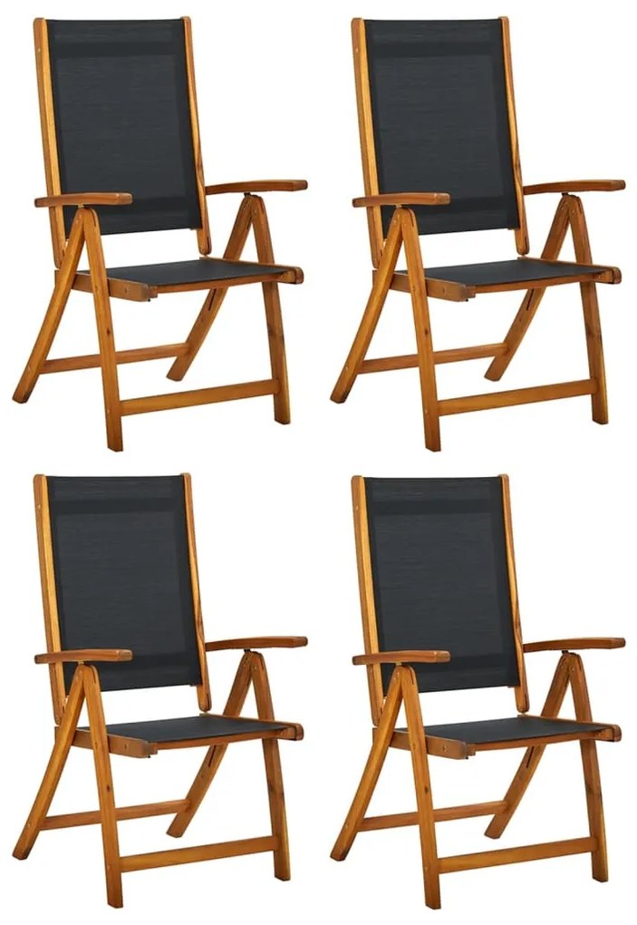 vidaXL Cadeiras de jardim dobráveis 4 pcs acácia maciça e textilene