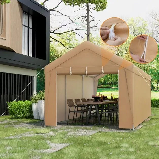 Tenda de jardim portátil para garagem carros, festas, jardim, eventos 301 x 600 cm com laterais amovíveis e porta exterior com fechadura Amarelo
