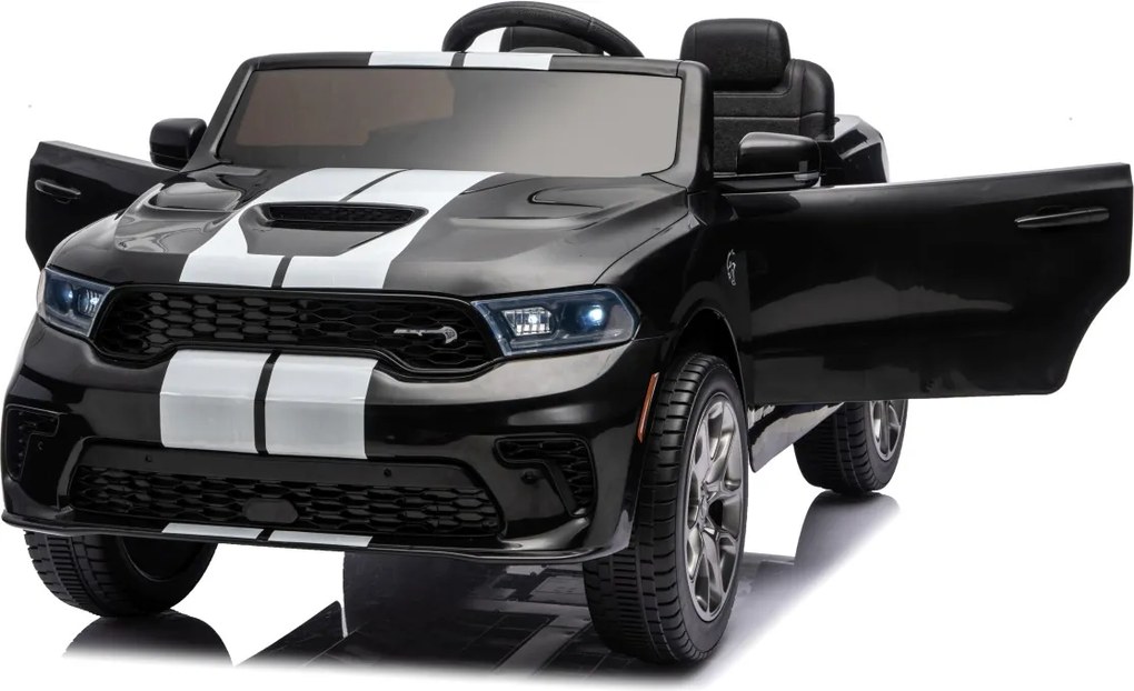 Carro elétrico para Crianças 2 a 5 anos, 12V Dodge Durango Rodas de espuma EVA, assento Couro ecológico e Comando Preto