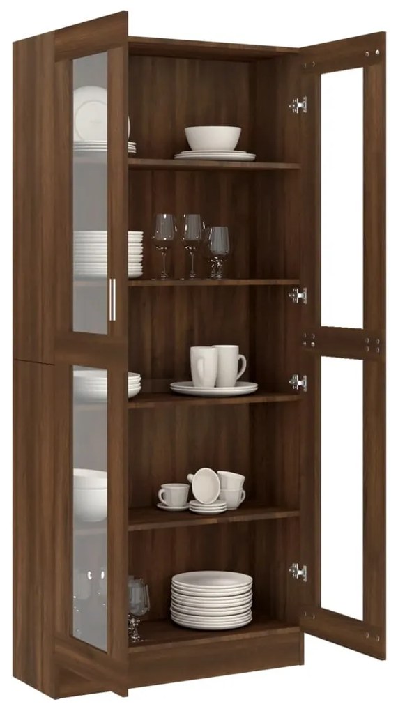 Vitrine 82,5x30,5x185,5 cm derivados madeira carvalho castanho